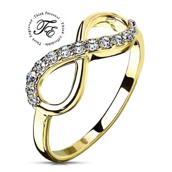 Women's Dainty Gold Infinity Ring - Paved Gem Infinity Ring - Picture 1 of 5